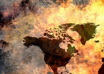 Canvastavla - Magma World map in fiery colors (70x100)