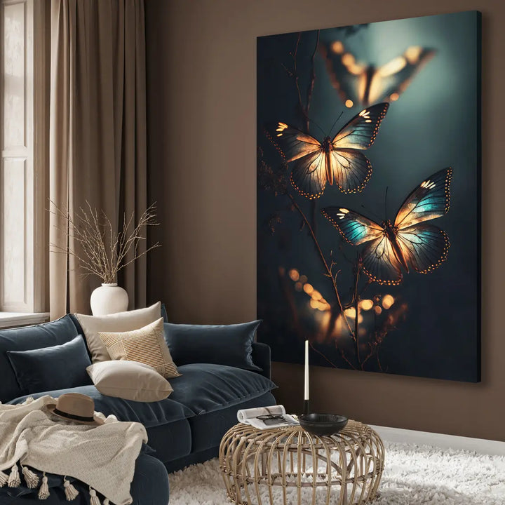 Canvastavla - Butterflies at Night